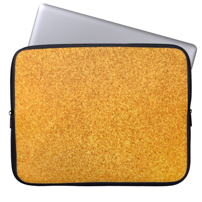 Closeup of golden matte metal texture. Shiny metal Laptop Sleeve (Front)