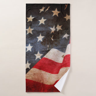 Closeup of grunge American flagamerica, american, Bath Towel