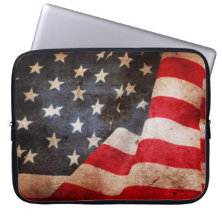 Closeup of grunge American flagamerica, american,  Laptop Sleeve