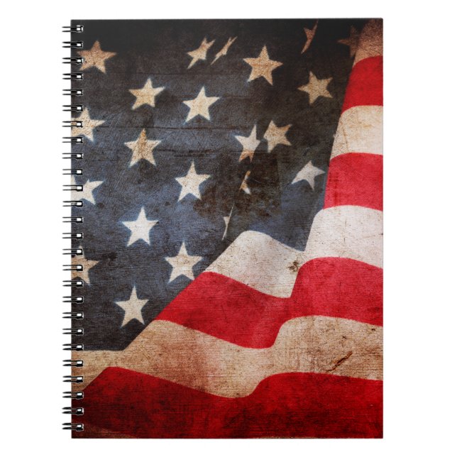 Closeup of grunge American flagamerica, american,  Notebook (Front)