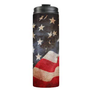 Closeup of grunge American flagamerica, american, Thermal Tumbler