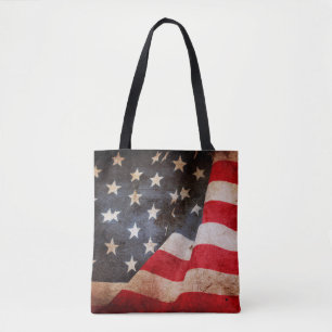 Closeup of grunge American flagamerica, american, Tote Bag