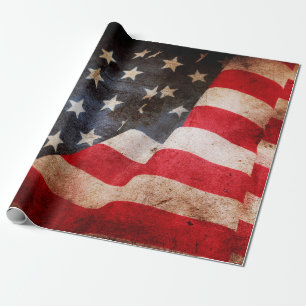Closeup of grunge American flagamerica, american,  Wrapping Paper