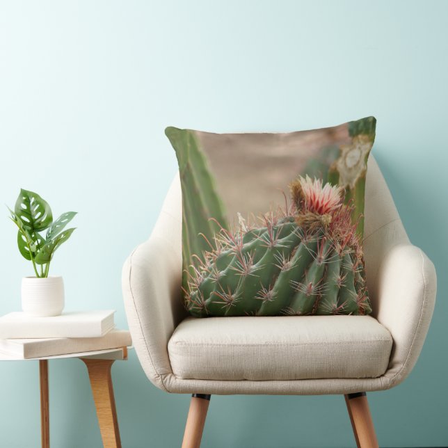 Closeup of Pink Cactus Flower Cushion (Chair)
