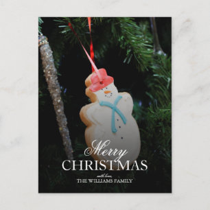 Closeup of Snowman Holiday ornament Postcard