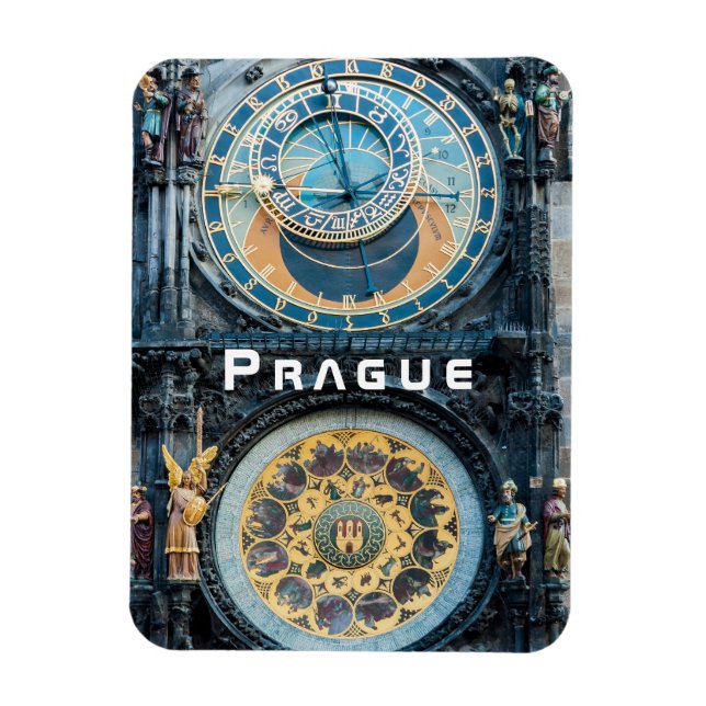 Closeup on Prague Astronomical Clock - Czech R. Magnet (Vertical)