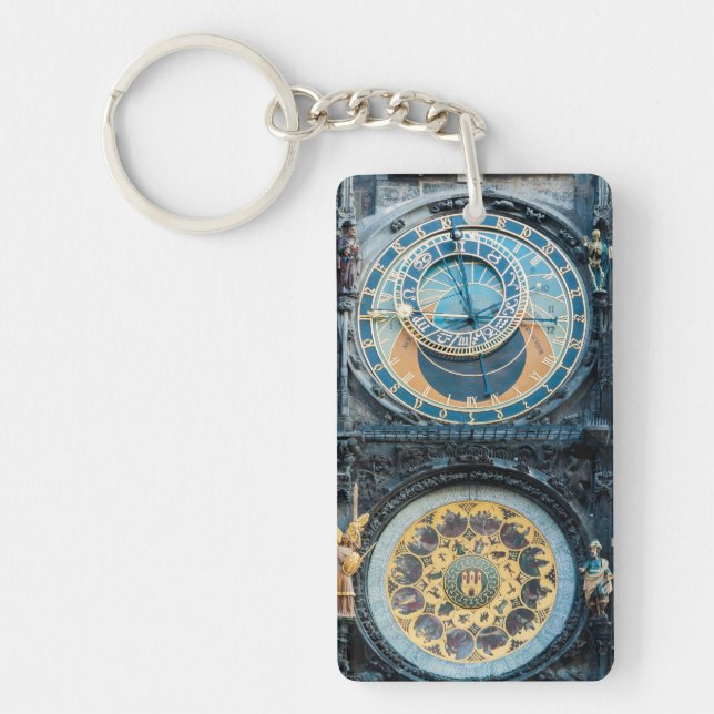 Closeup on Prague Astronomical Clock Key Ring (Front)