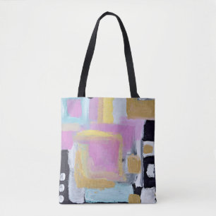 Closeup photo multicolored painting tote bag