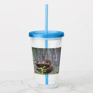 Closeup photo of a duck acrylic tumbler