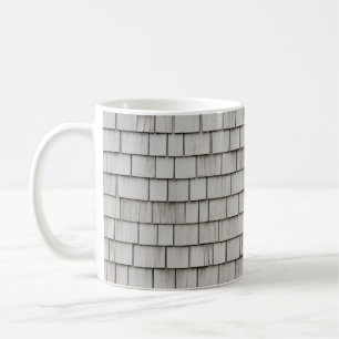 Closeup photo of grey roof shingles coffee mug