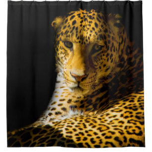 CLOSEUP PHOTO OF LEOPARD SHOWER CURTAIN