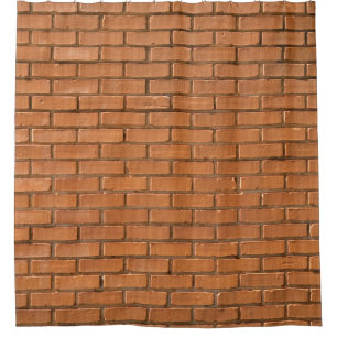 Closeup photography of brown brick wall shower curtain