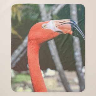 Closeup photography of red long-neck bird sherpa blanket