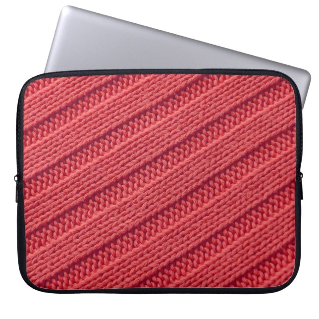 Closeup stripy crochet texture. laptop sleeve (Front)
