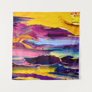 Closeup view of an palette knife oil painting. Abs Tapestry