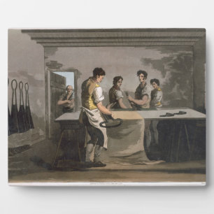 Cloth Dressers, from `Costume of Yorkshire' engrav Plaque