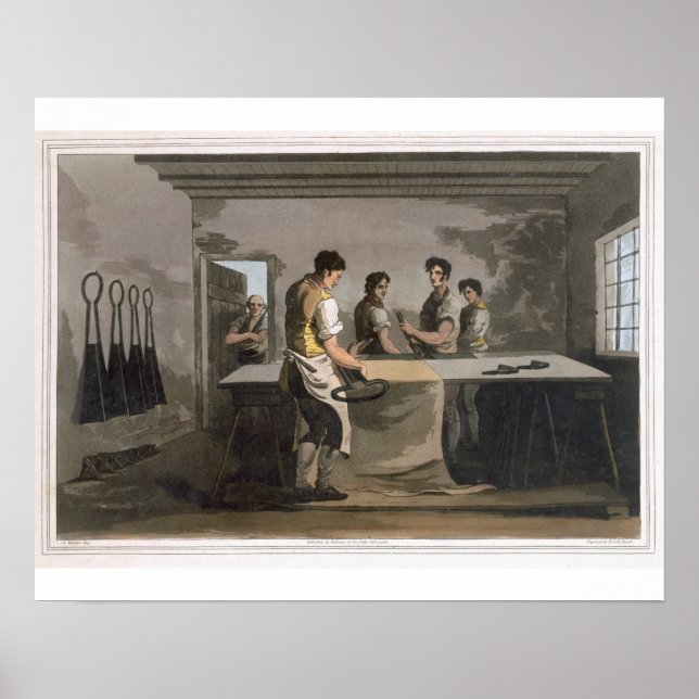 Cloth Dressers, from `Costume of Yorkshire' engrav Poster (Front)