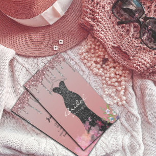 Cloth Hanger Dress Fashion Shop Glitter Drip Business Card