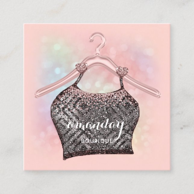 Cloth Hanger Rose Fashion Blogger Beauty Blogger Square Business Card (Front)
