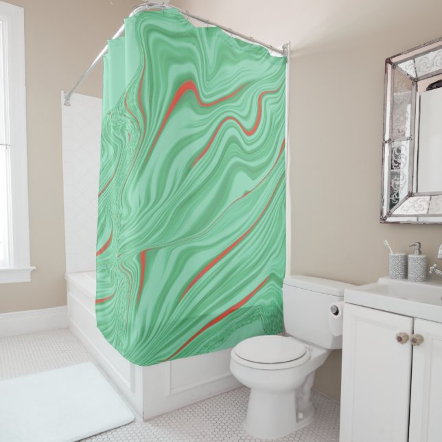 Cloth in curves with light mint green tones shower curtain (In Situ)