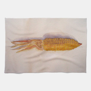 Cloth of kitchen with maize in watercolor