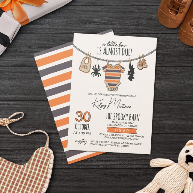 Clothes Line A Little Boo Neutral Halloween Invitation (Creator Uploaded)