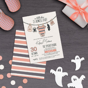 Clothes Line A Little Boo Pink Girl Halloween Invitation