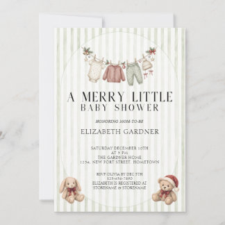 Clothes Line A Merry Little Baby Shower Invitation