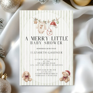 Clothes Line A Merry Little Baby Shower Invitation