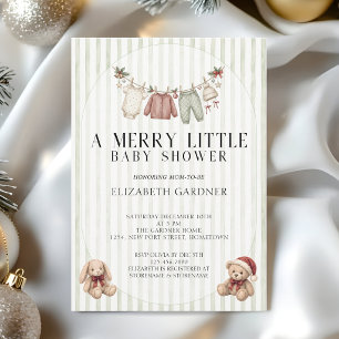 Clothes Line A Merry Little Baby Shower Invitation