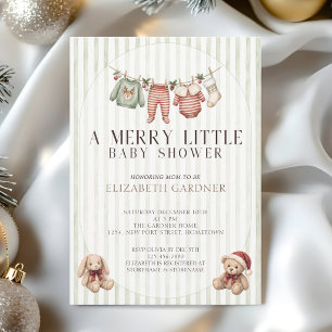 Clothes Line A Merry Little Baby Shower Invitation