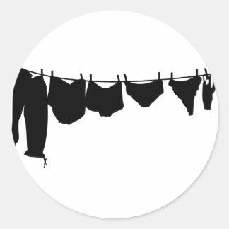 Clothes line silhouette classic round sticker