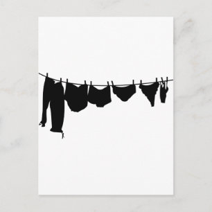 Clothes line silhouette postcard