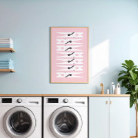 Clothes Pins Black White and Pink Laundry Room