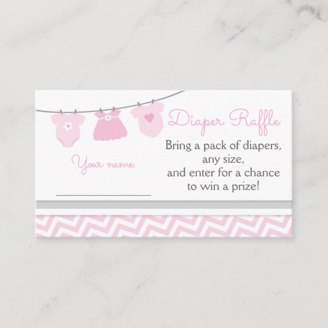 Clothesline Baby Shower Diaper Raffle Ticket Enclosure Card (Front)