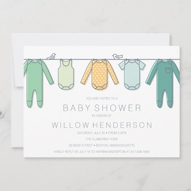 Clothesline Baby Shower Invitation (Front)