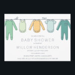 Clothesline Baby Shower Invitation<br><div class="desc">Celebrating ones expanding household has never been more fun than with this clothesline Shower invitation. A perfect choice for any new baby,  or second baby or third baby or multiple babies…you get the point.</div>