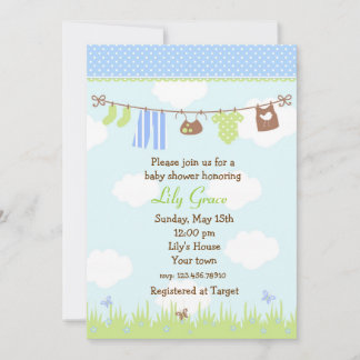 Clothesline Baby Shower Invitations