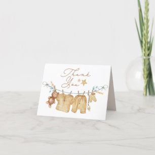Clothesline Baby Shower Thank You Card