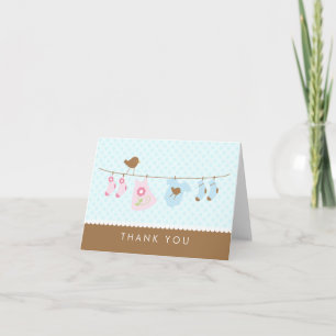 Clothesline Baby Shower Thank You Cards
