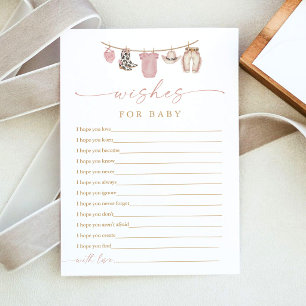 Clothesline Baby Shower Wishes for Baby Game Card