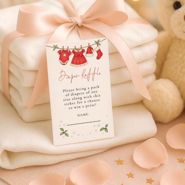Clothesline Diaper Raffle Christmas Baby Shower  Enclosure Card (Creator Uploaded)