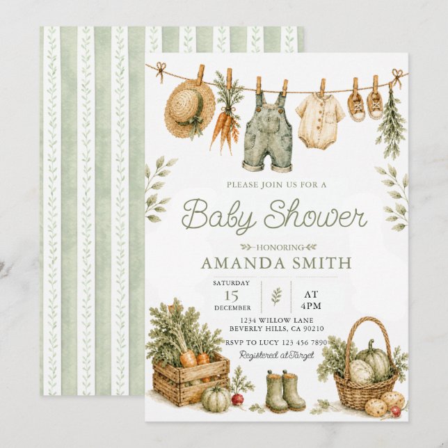 Clothesline Farm Baby Shower Invitation (Front/Back)