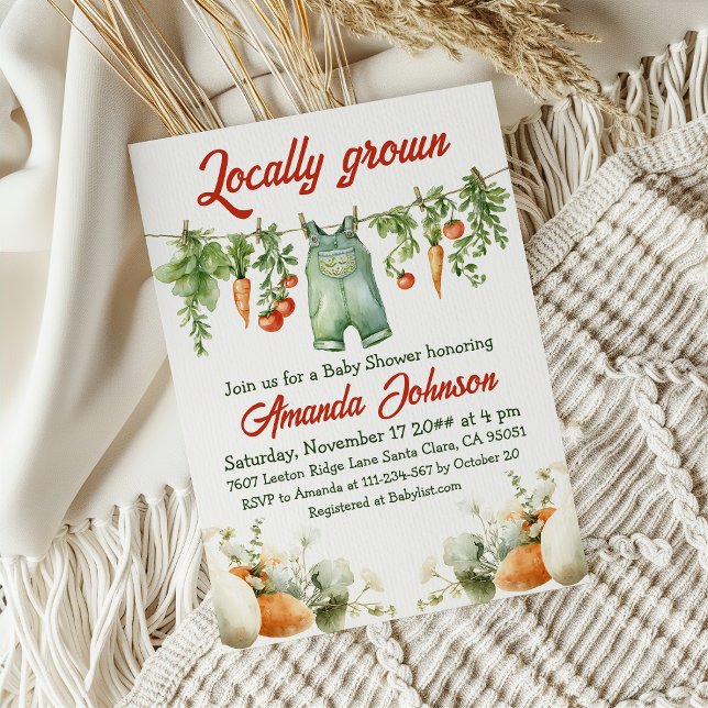 Clothesline Garden Theme Locally Grown Baby Shower Invitation (Creator Uploaded)