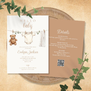 Clothesline Gender Neutral Baby Shower All In One Invitation