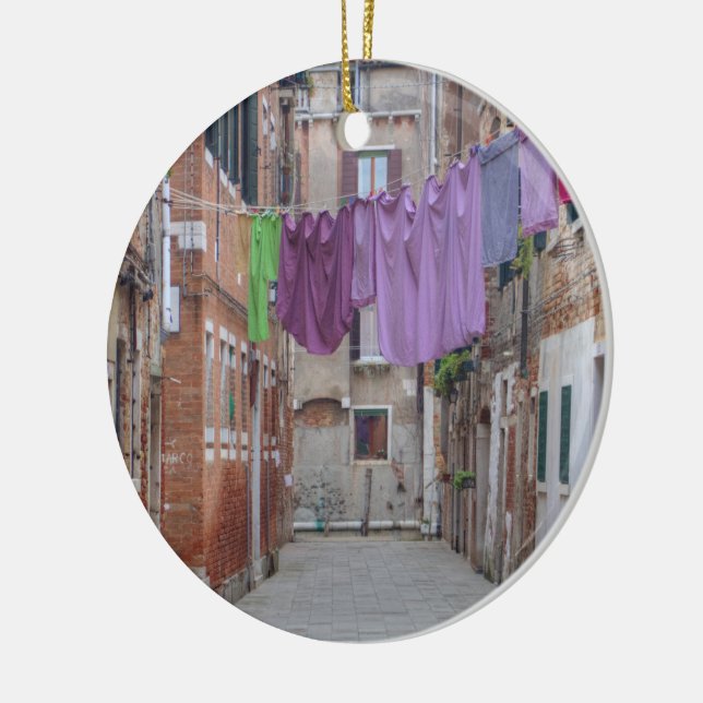 Clothesline In Venice Italy Ceramic Tree Decoration (Left)