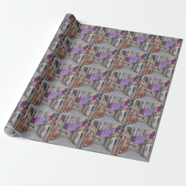 Clothesline In Venice Italy Wrapping Paper (Unrolled)