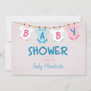 Clothesline Layette Baby Shower Custom Invitation