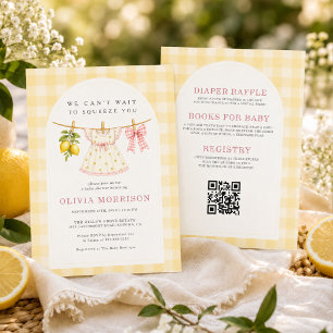 Clothesline Lemon Girl Baby Shower Invitation