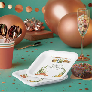 clothesline Reel Excited Fishing Baby Shower Paper Plate